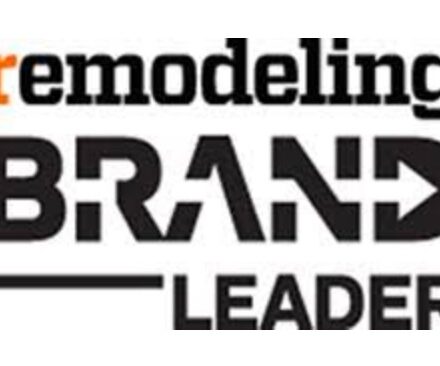 Logo with the words "remodeling BRAND LEADER" in bold, black and orange text on a white background, perfect for an appliance showroom or brands like Sub Zero and Wolf appliance.