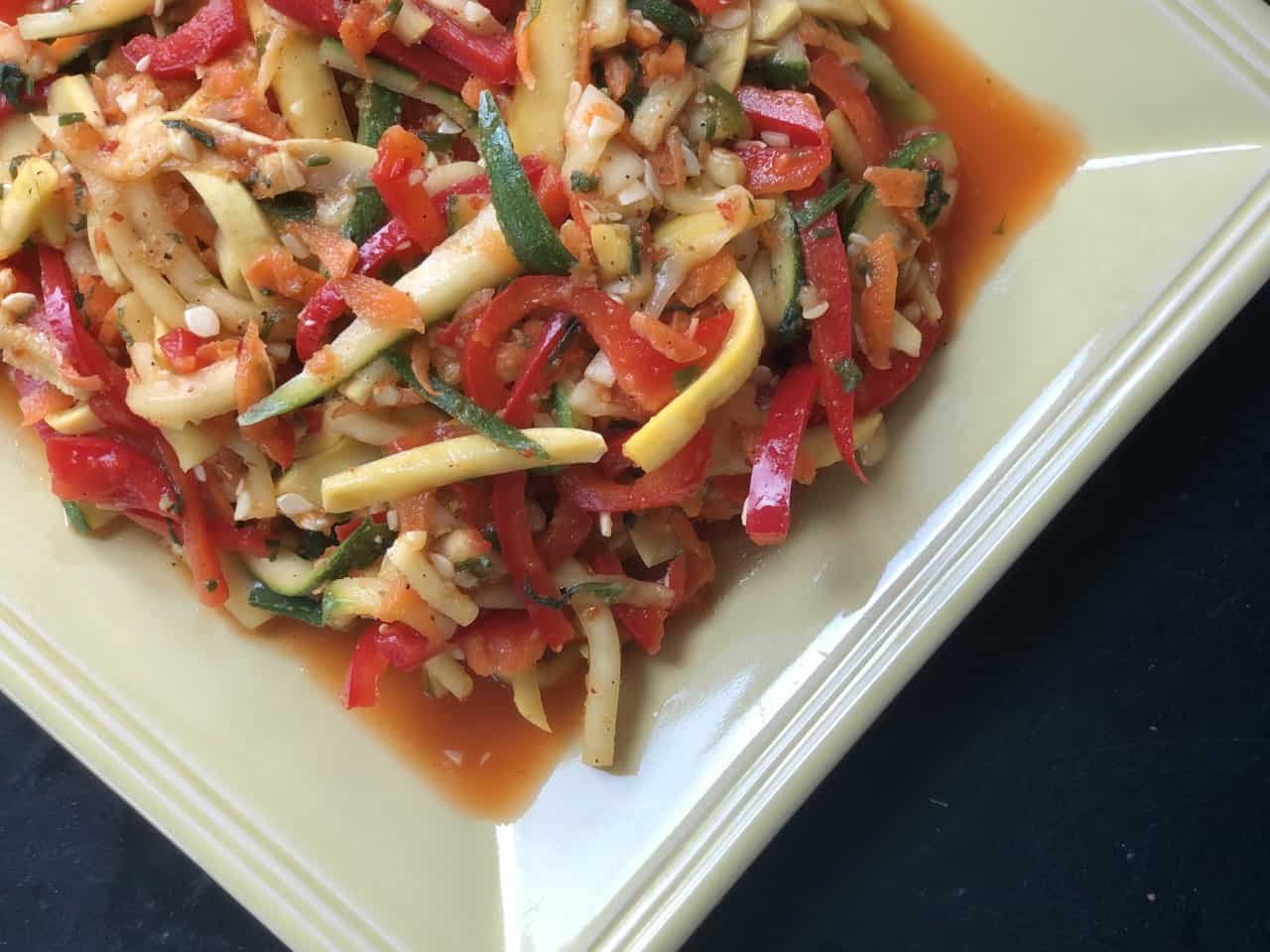 Summer Squash Asian Siracha Slaw: Quick and Easy