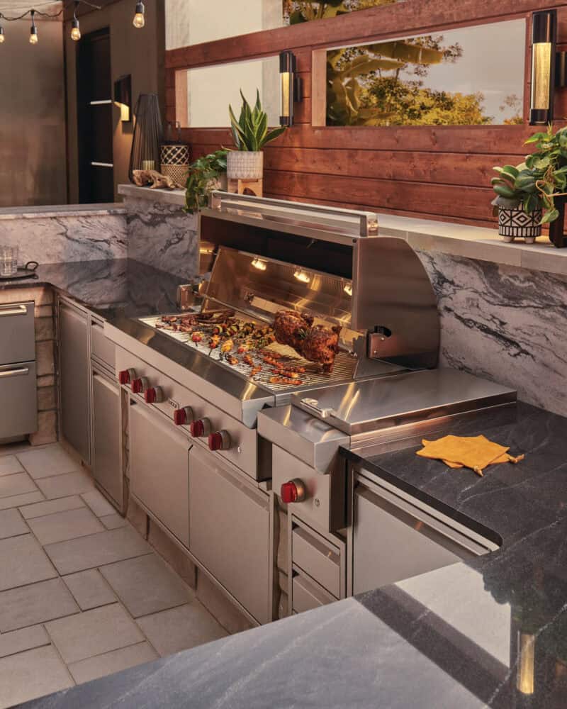 Wolf outdoor gas grills are considered the best high-end kitchen appliance for an outdoor kitchen.
