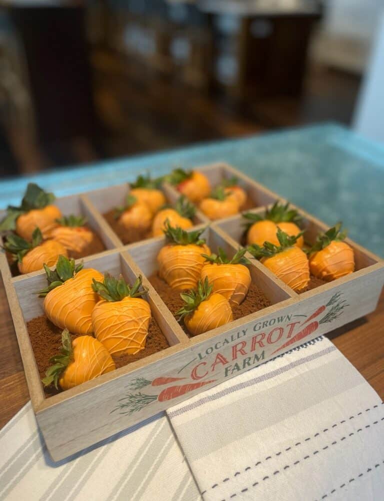 carrot themed chocolate strawberries