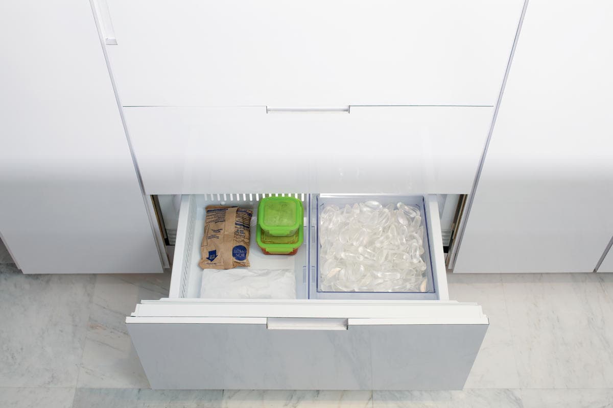 A Sub-Zero freezer with ice maker is a great choice for your designer kitchen.