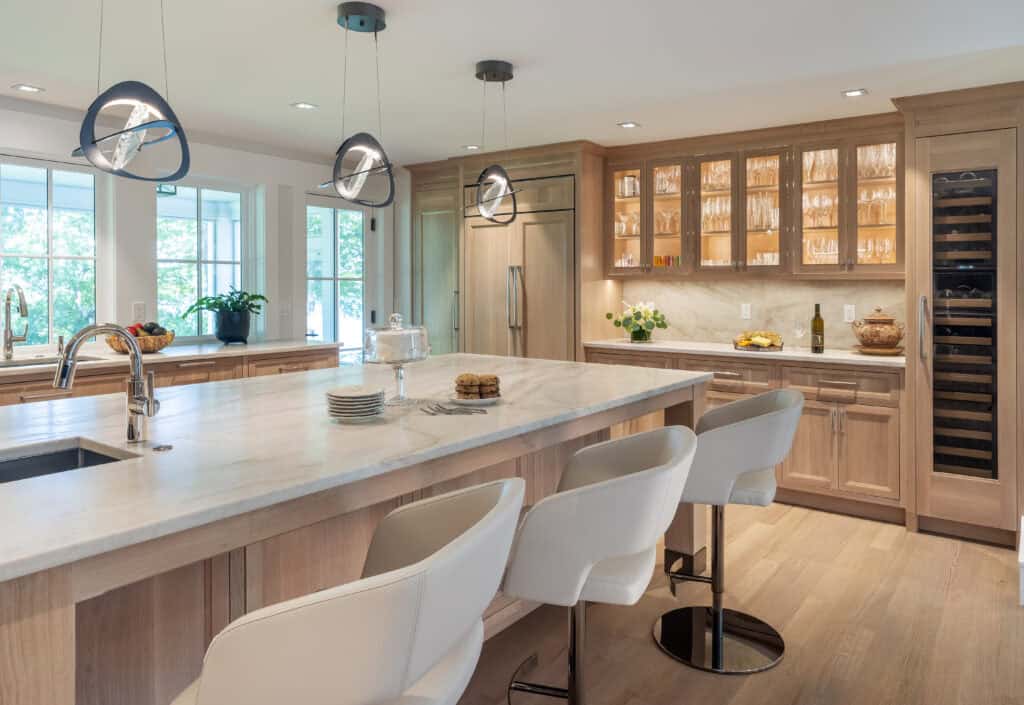 kitchen remodel with sub-zero classic refrigeration and sub-zero wine unit