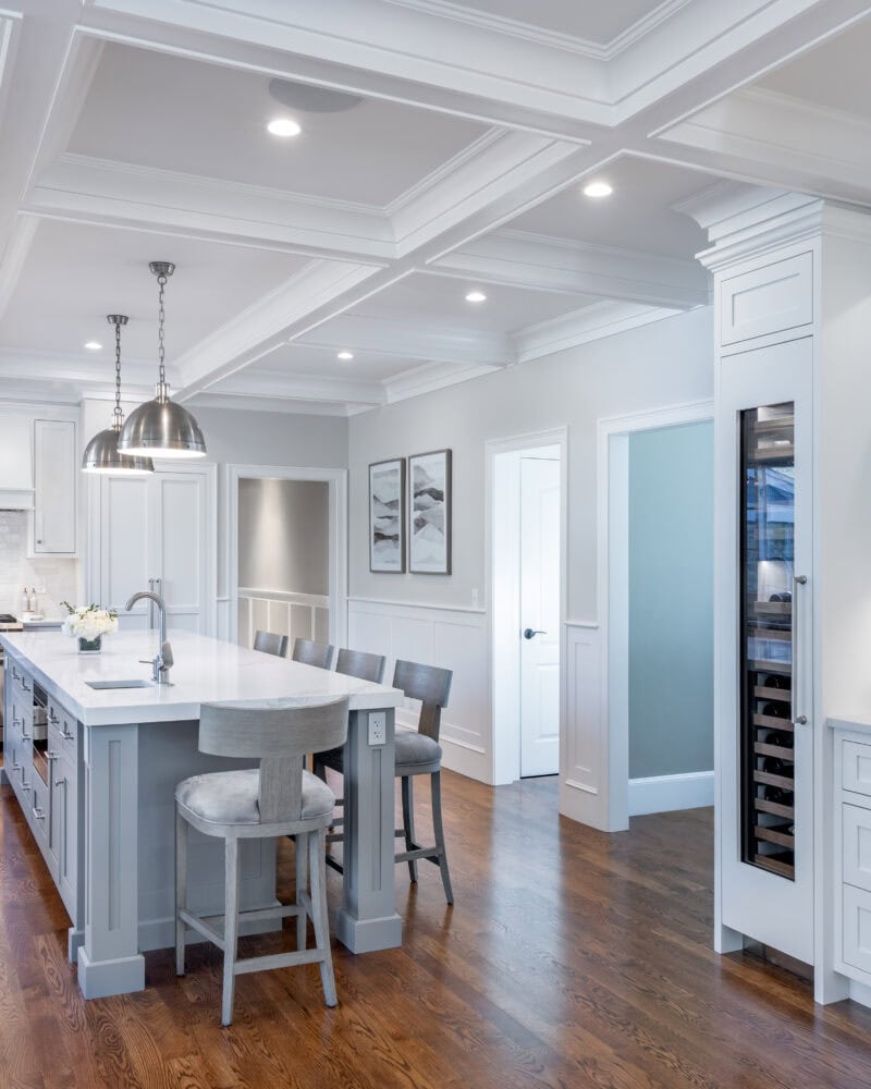 Kitchen with Sub-Zero wine unit, Sub-Zero refrigerator and Wolf cooking