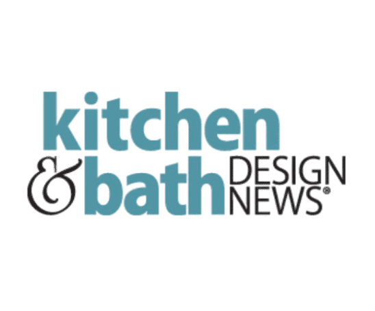 The logo displays the text "kitchen & bath DESIGN NEWS" in blue and black font on a light gray background.